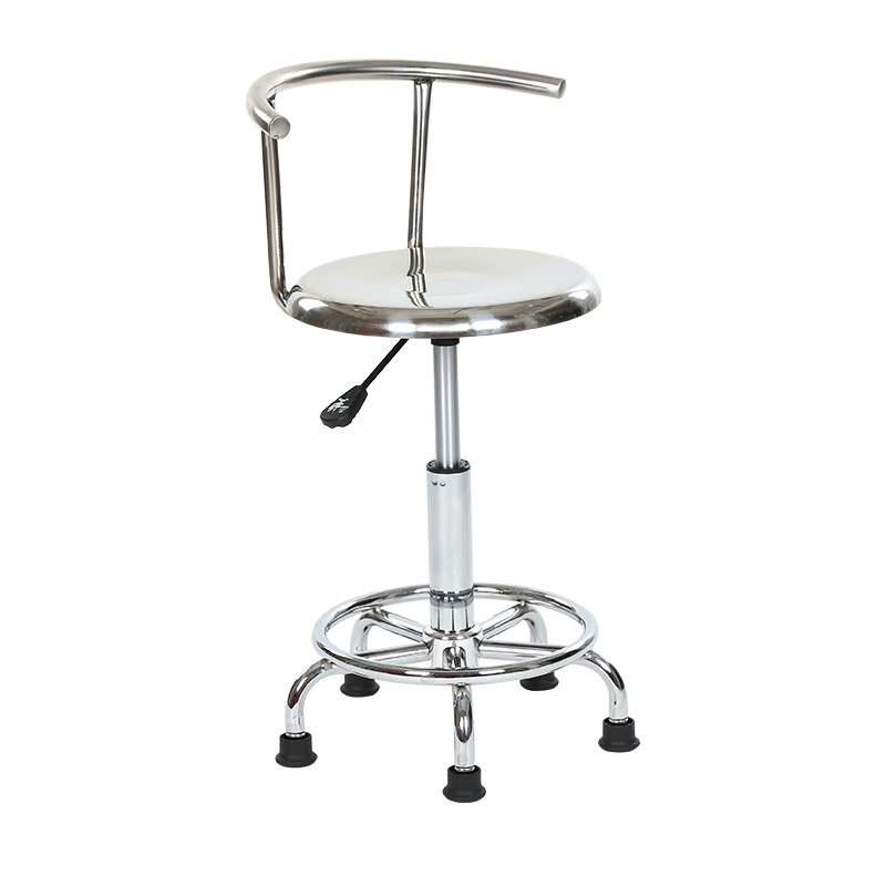 Medical Lab Chair - 304 roestvrijstalen stoel met rugleuning, liftstang,